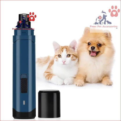 Electric Pet Nail Grinder with Blue Metallic Body for Dog and Cat Electric Trimmer