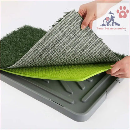 Three-layer Pet Dog Potty Tray with Grass Mat for easy potty training and cleanup