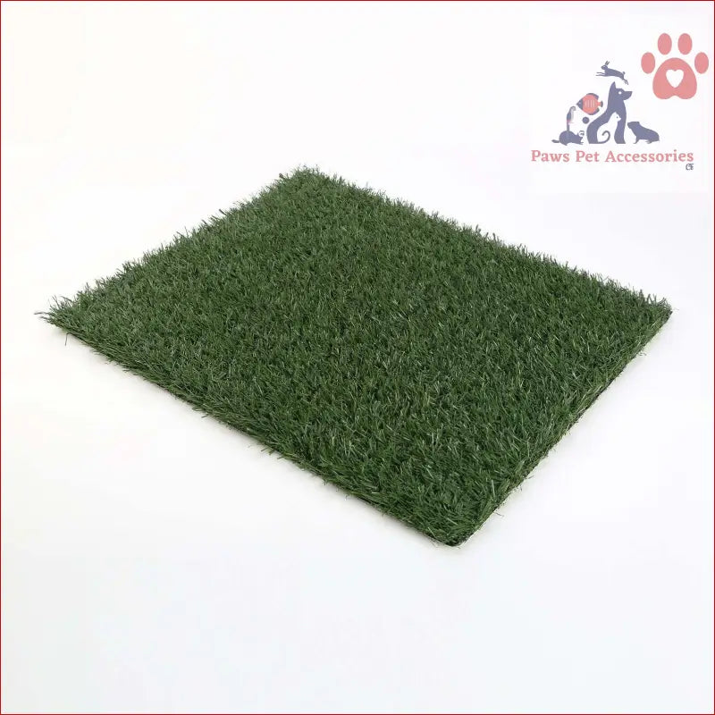 Square patch of vibrant artificial grass on a Pet Dog Potty Tray for training