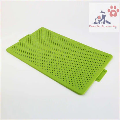 Bright lime-green perforated plastic cutting board for Pet Dog Potty Tray Training