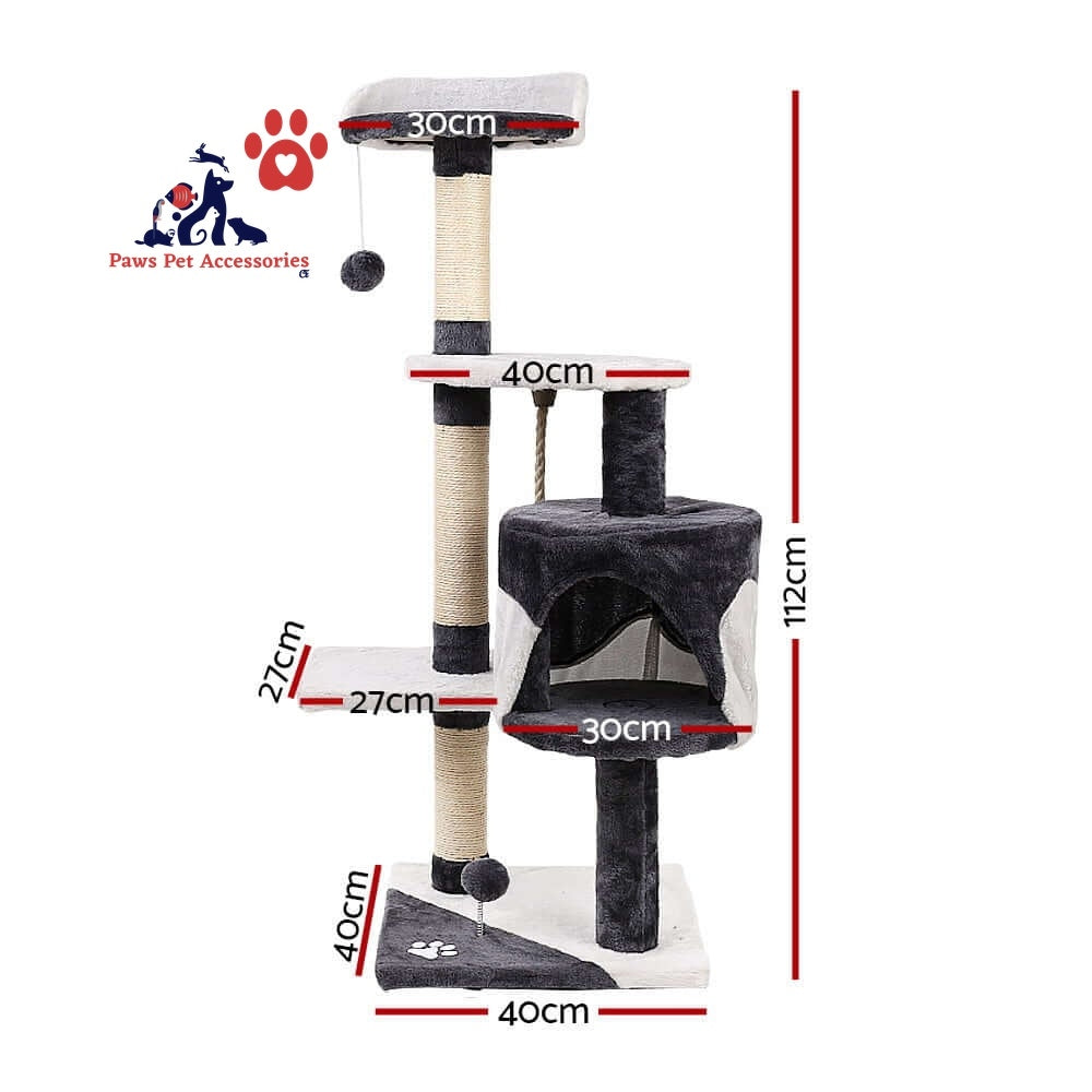 i.Pet Cat Tree 112cm Tower Scratching Post Scratcher Wood Condo House Furniture