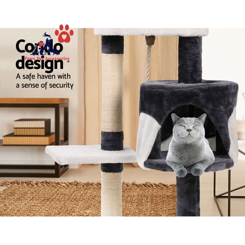 i.Pet Cat Tree 112cm Tower Scratching Post Scratcher Wood Condo House Furniture