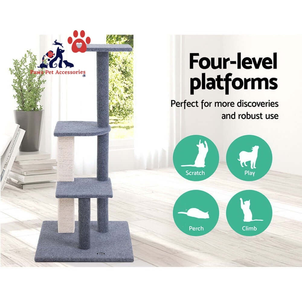 i.Pet Cat Tree 124cm Scratching Post Tower Scratcher Trees Wood Condo Board