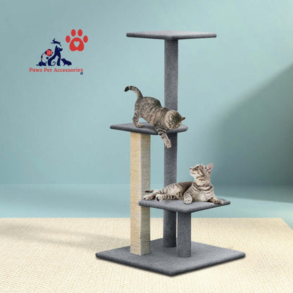 i.Pet Cat Tree 124cm Scratching Post Tower Scratcher Trees Wood Condo Board