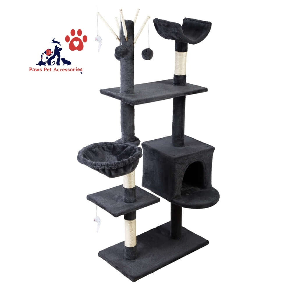 i.Pet Cat Tree 140cm Tower Scratching Post Scratcher Trees Toys Condo Bed Grey