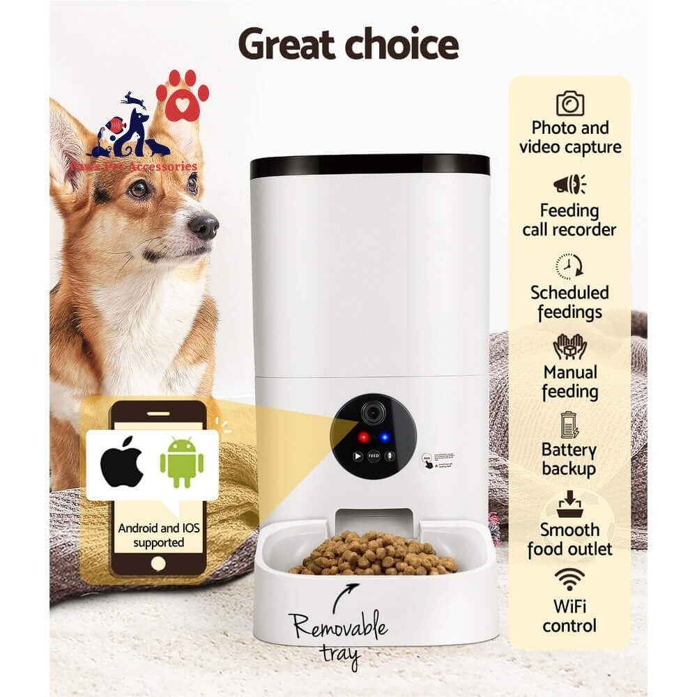 i.Pet Automatic Pet Feeder 6L Wifi Camera Dog Cat Smart Food Dispenser Timer