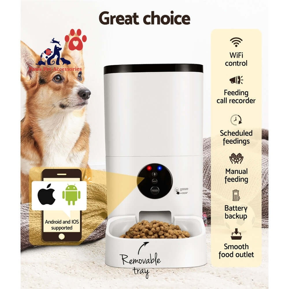 i.Pet Automatic Pet Feeder 6L Wifi Auto Dog Cat Smart Food Dispenser Timer