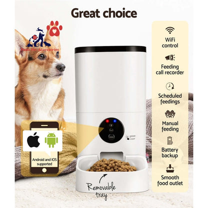 i.Pet Automatic Pet Feeder 6L Wifi Auto Dog Cat Smart Food Dispenser Timer