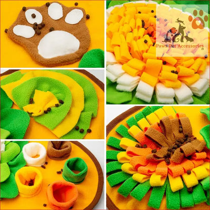 Colorful felt food toys in fun patterns on the PETSWOL Pet Snuffle Mat for paws pet accessories