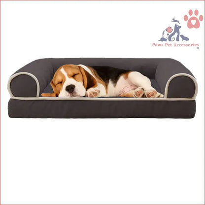 Brown and white dog snoozing on Petswol Curved Design Four Seasons Pet Sofa Bed