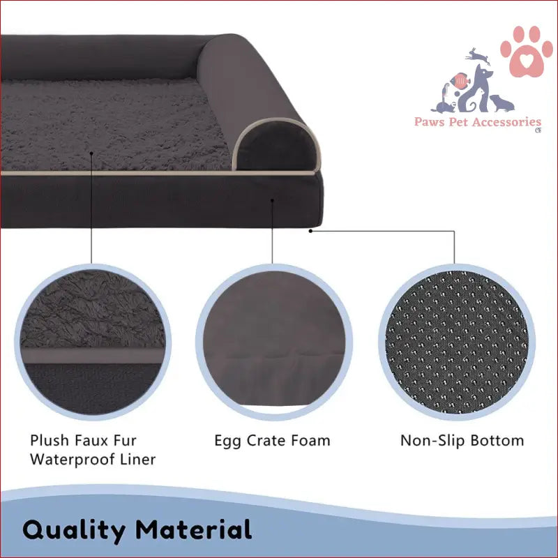 Plush PETSWOL Curved Design Four Seasons Pet Sofa Bed with foam padding and non-slip base