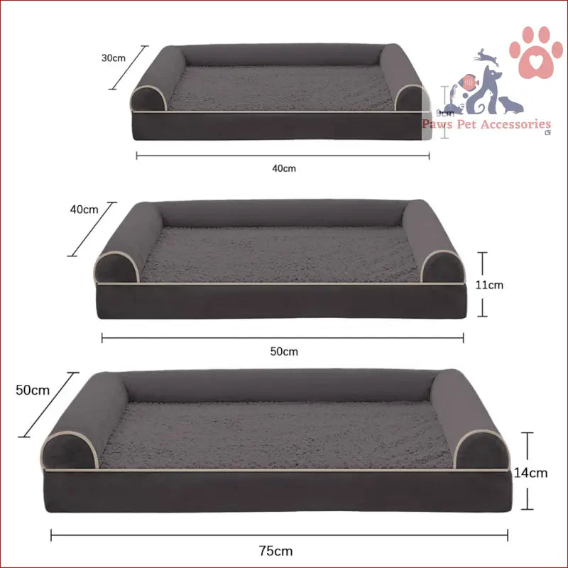 Orthopedic memory foam PETSWOL Curved Design Four Seasons Pet Sofa Bed in three sizes