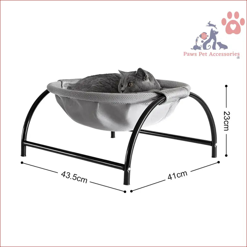 Elevated PETSWOL cat bed hammock with curved legs and mesh for comfy lounging