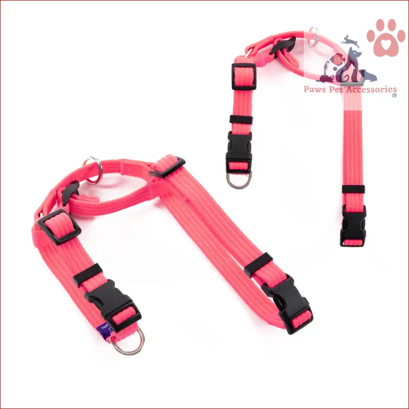 Pink adjustable nylon strap with black buckles for Dog Double-Lined Straps Harness