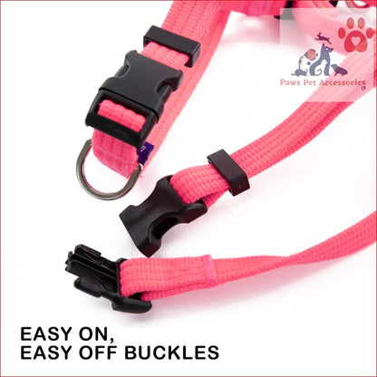 Pink adjustable straps harness with black buckle connectors for Dog Double-Lined Straps