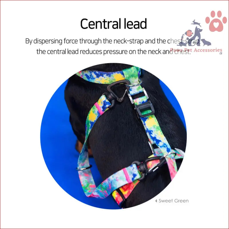 Colorful tie-dye double-lined straps harness adjustable for stylish dog walks