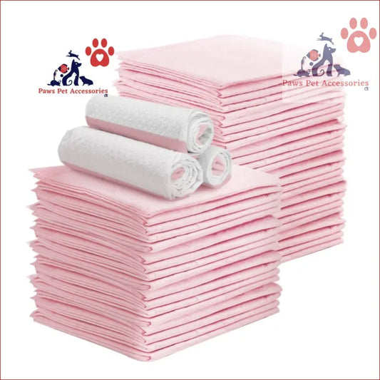 Stack of i.Pet Pet Training Pads 200pcs, super absorbent pink and white for puppies