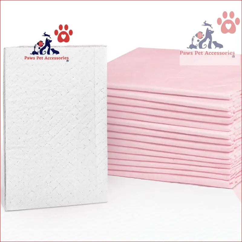 Stack of pink and white i.Pet Training Pads 200pcs 60x60cm for puppy potty training