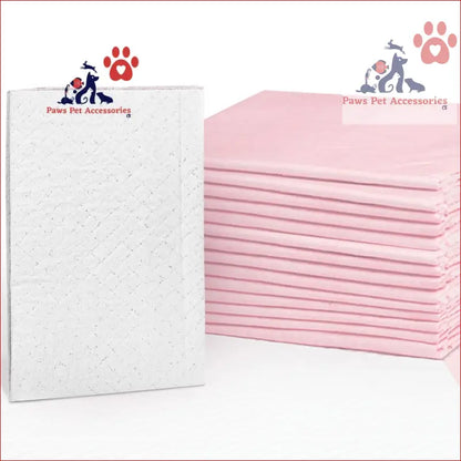 Stack of pink and white i.Pet Training Pads 200pcs 60x60cm for puppy potty training