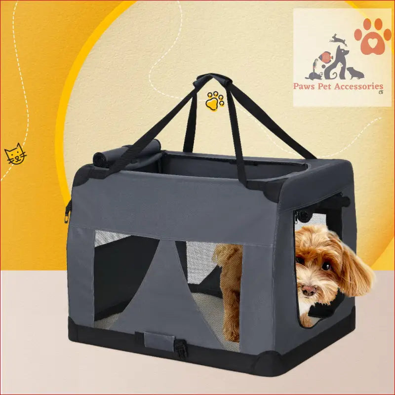 Portable soft-sided pet carrier with mesh for dogs and cats, perfect for cat travel 60x42cm