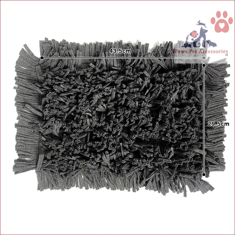 Black shaggy rectangular doormat with fringe edges from PETSWOL Dog Snuffle Mat