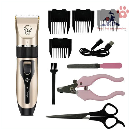 Professional Electric Pet Clippers with Combs and Accessories for Easy Grooming