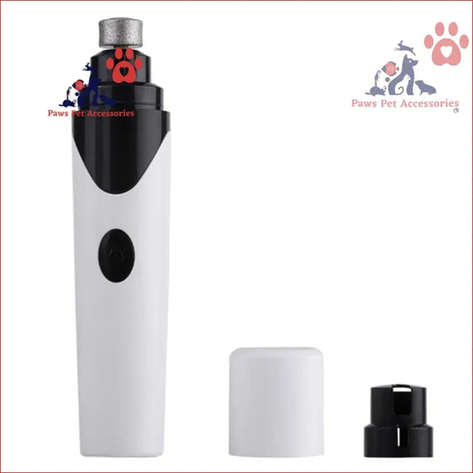 White rechargeable automatic nail polisher with black details and silver top