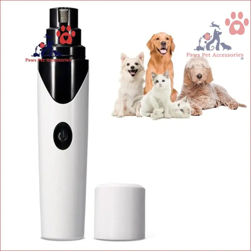 Electric pet nail grinder tool in white with black head for easy pet grooming