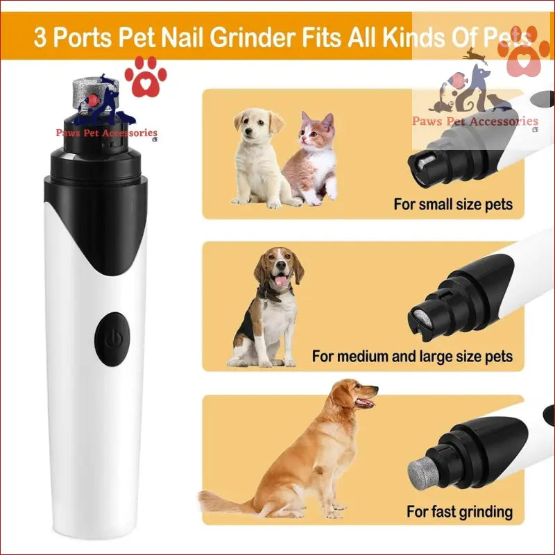 Electric pet nail grinder with three ports for USB Rechargeable Automatic Nail care