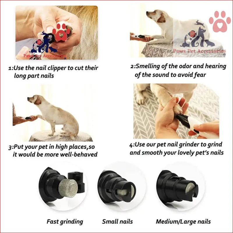 Pet nail grinder with instructions for using USB Rechargeable Automatic Nail Polisher