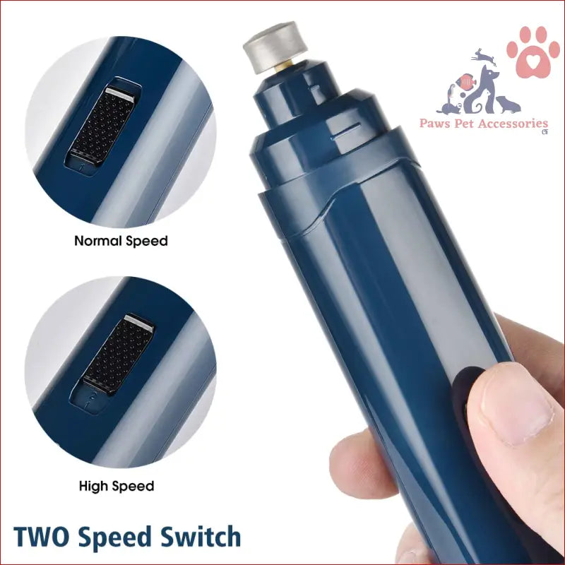 Navy blue electric nose hair trimmer with 2 speed settings for pet nail grinder use