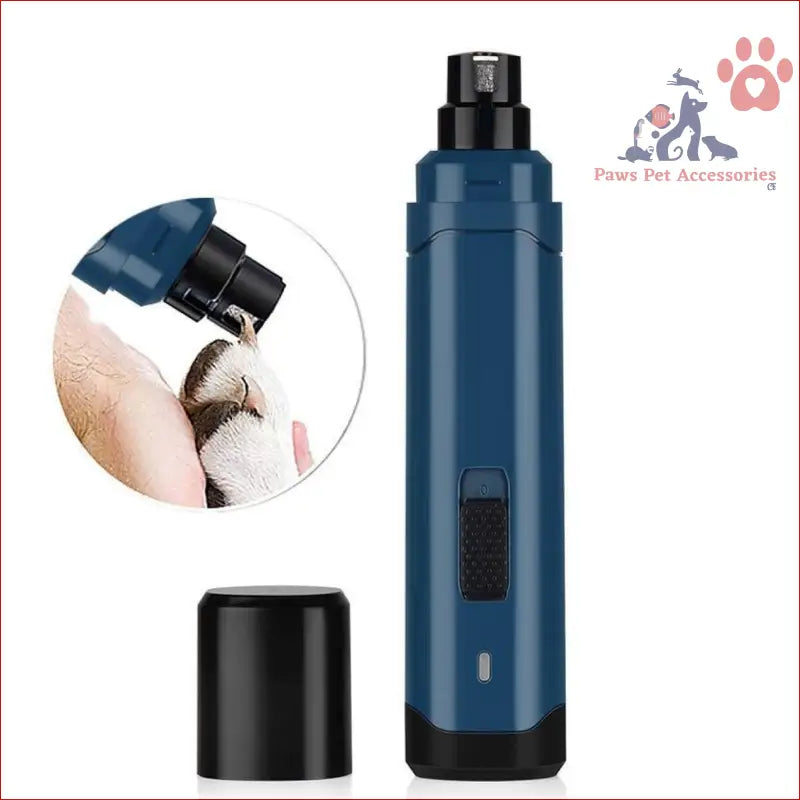 Blue Electric Nail Grinder Dog Cat Trimmer with Rechargeable Cap and Speed Button