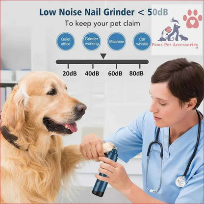 Low noise Pet Nail Grinder operating under 50 decibels for dogs and cats