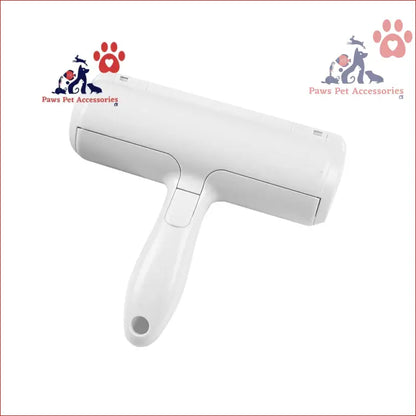 White plastic pet grooming brush with T-handle for easy reusable pet hair removal