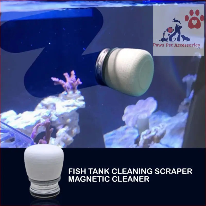 Magnetic aquarium glass cleaner with white scraper, perfect for corner moss magnet use