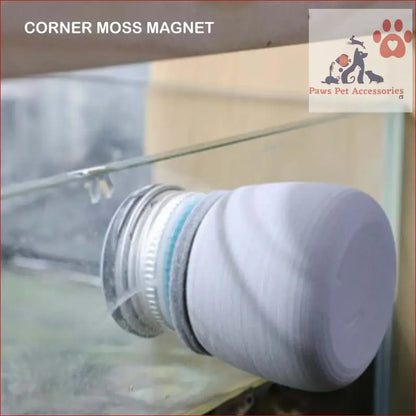 White plastic bottle cap on a magnetic mount for Fish Tank Corner Moss Magnet Scraper