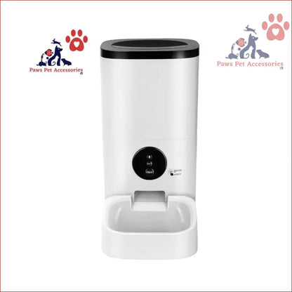 White automatic pet feeder with black lid and digital display for i.Pet Smart Food Dispenser