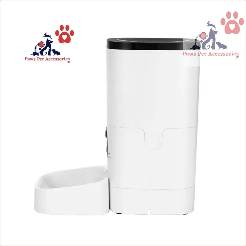 White automatic pet feeder with black lid and bowl, perfect for i.Pet feeder 6L Wifi