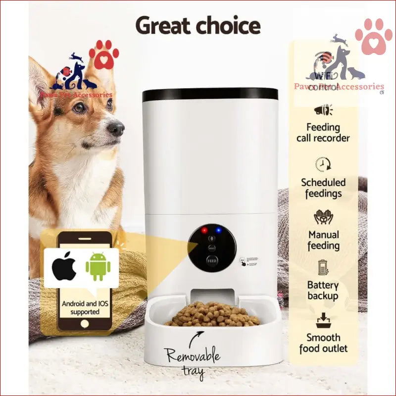 Automatic pet feeder with WiFi control and schedule features for cats and dogs