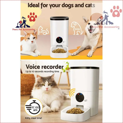 Automatic pet feeder with voice recording, i.Pet 6L Wifi smart food dispenser for pets