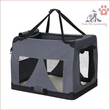 Portable fabric pet carrier with mesh panels for cats and soft crate dogs, 82x58cm