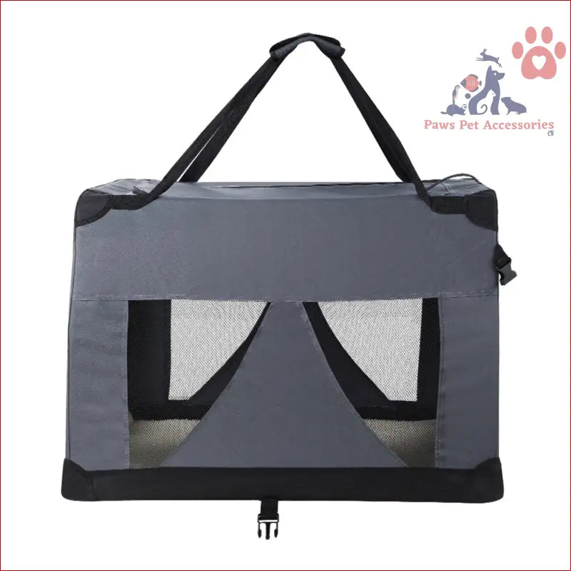 Portable gray and black Pet Carrier Soft with mesh panels for cat travel 82x58cm