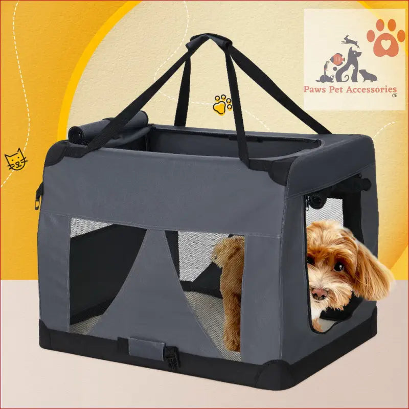 Portable soft-sided pet carrier with mesh for cats and dogs, perfect for travel at 82x58cm