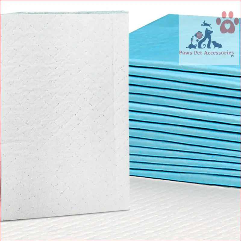 Stack of light blue foam exercise mats perfect for use with super absorbent pet training pads