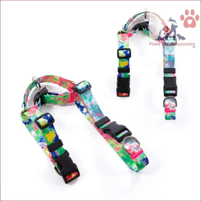 Colorful floral dog collar with plastic buckle for Dog Double-Lined Straps Harness