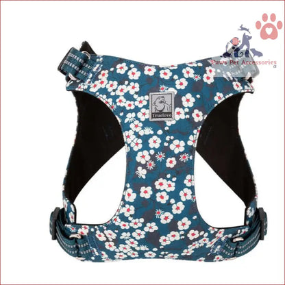 True Love Floral Doggy Harness in Blue with Cherry Blossom Pattern for Paws Pet Accessories