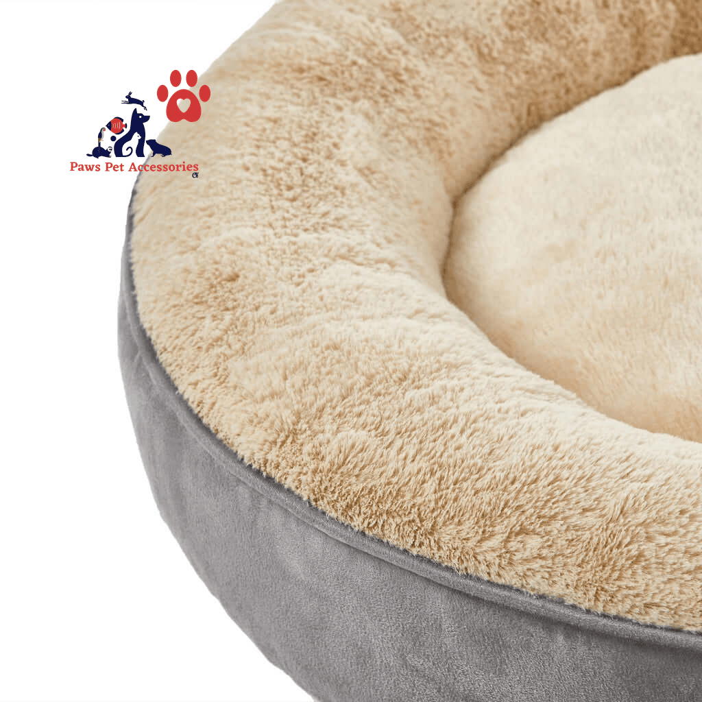 FEANDREA 50cm Dog Sofa Bed Round Shape Fabric Light Grey