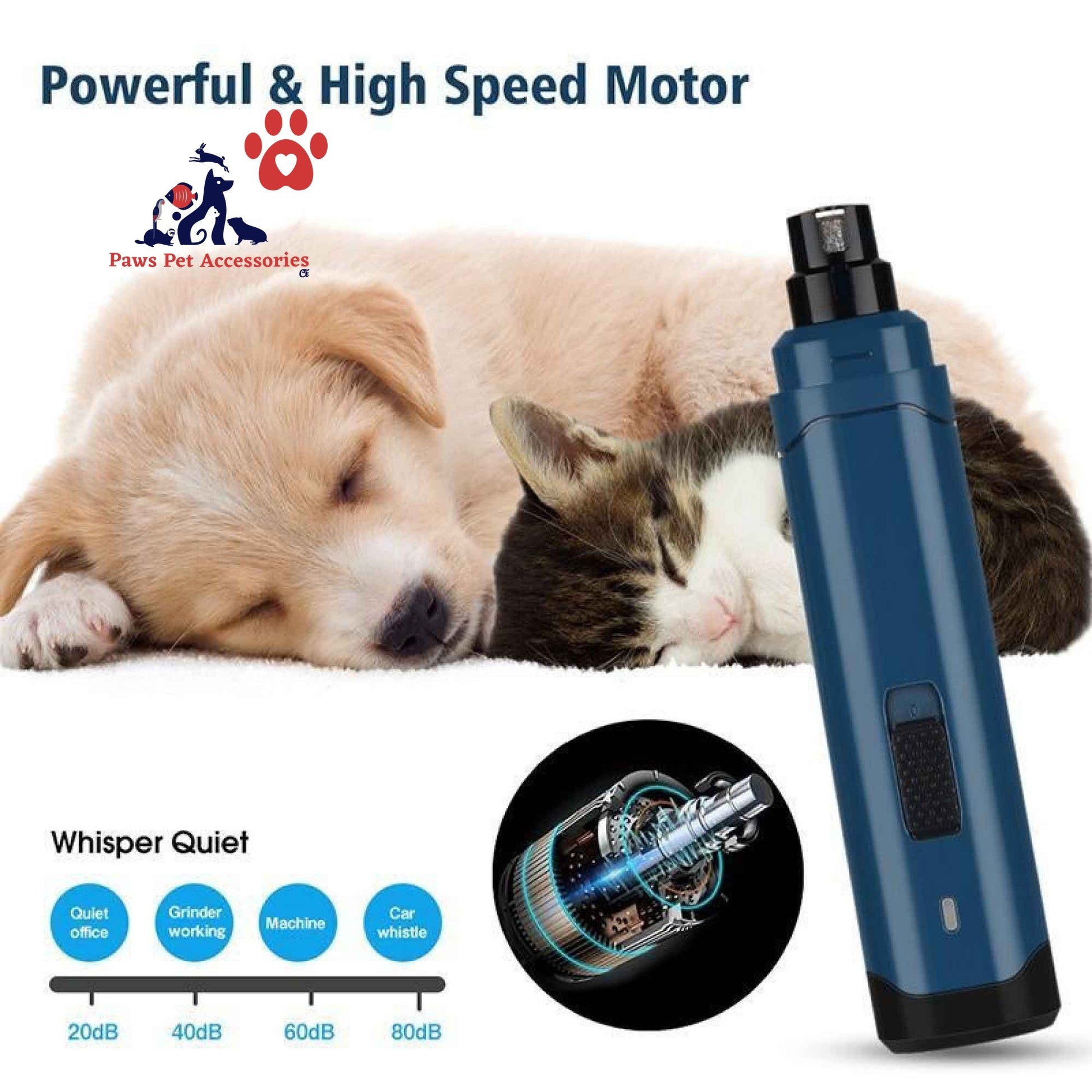 LED Light Pet Nail Grinder Dog Cat Electric Trimmer 2 Speed Rechargeable Filer