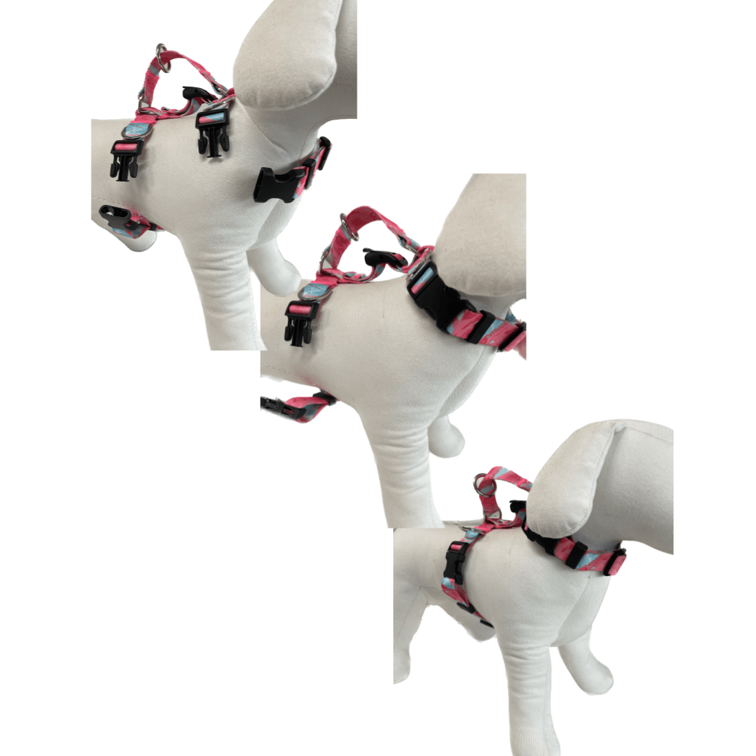 Dog Double-Lined Straps Harness Adjustable L MARBLE PINK