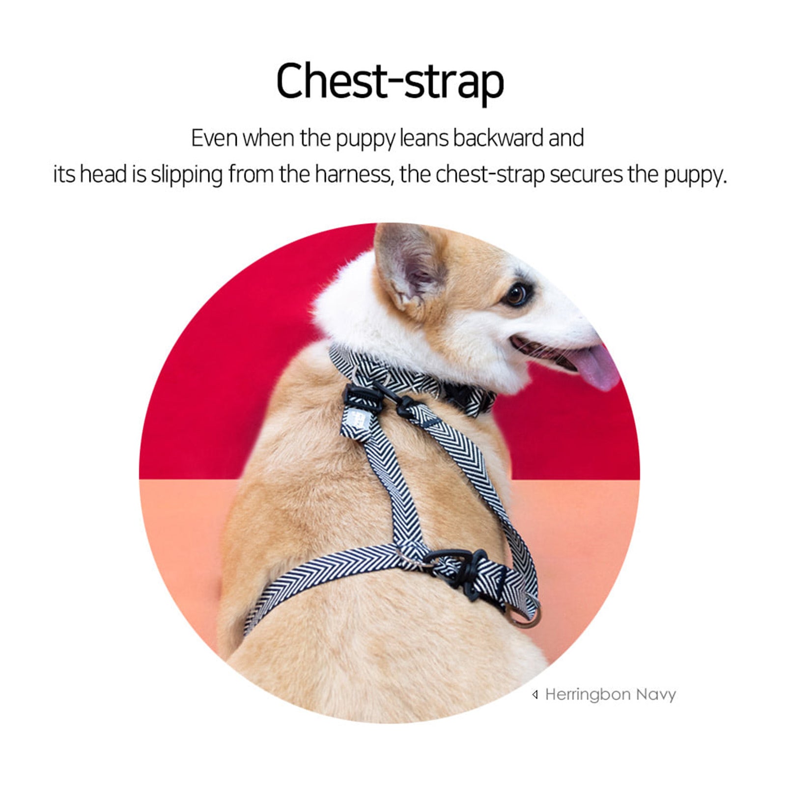 Dog Double-Lined Straps Harness Adjustable M MARBLE PINK